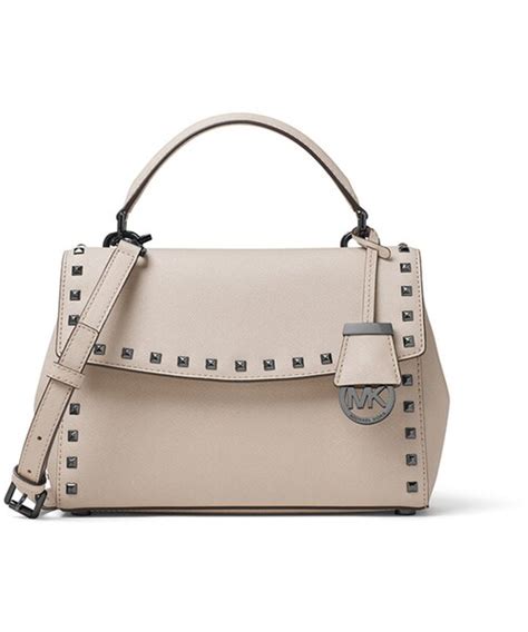 michael kors cement ava stus|MICHAEL Michael Kors Ava Stud Small Satchel Bag, Cement.